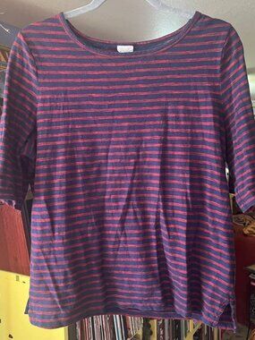 Toast Half Sleeve Striped Tee Large GUC Cotton